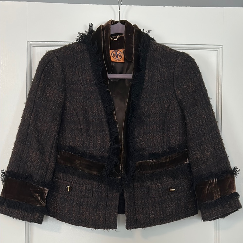 Tory Burch Brown Tweed Jacket sz 0